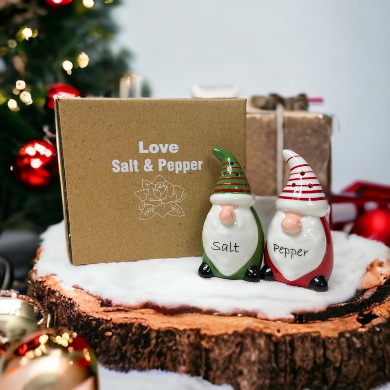 KARALIN Ceramic Salt & Pepper Shaker Sets Holiday Christmas Salt and Pepper Shaker Kitchen Tabletop Accessories Cute Farmhouse Design Family Gifts with Gift Box (Red & Green) - Image 4